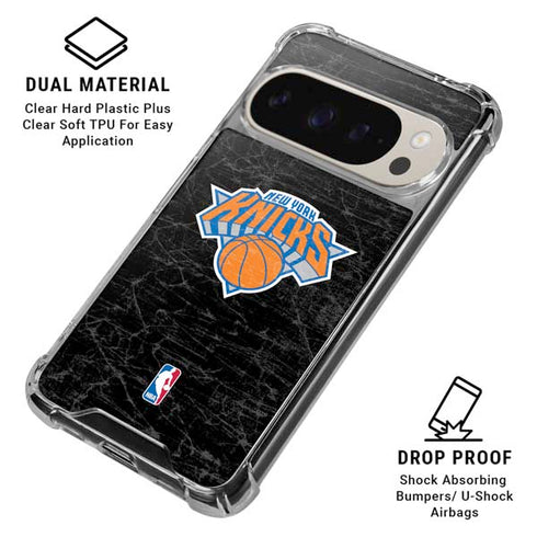 NBA New York Knicks Black Secondary Logo Pixel 9/9 Pro Clear Case